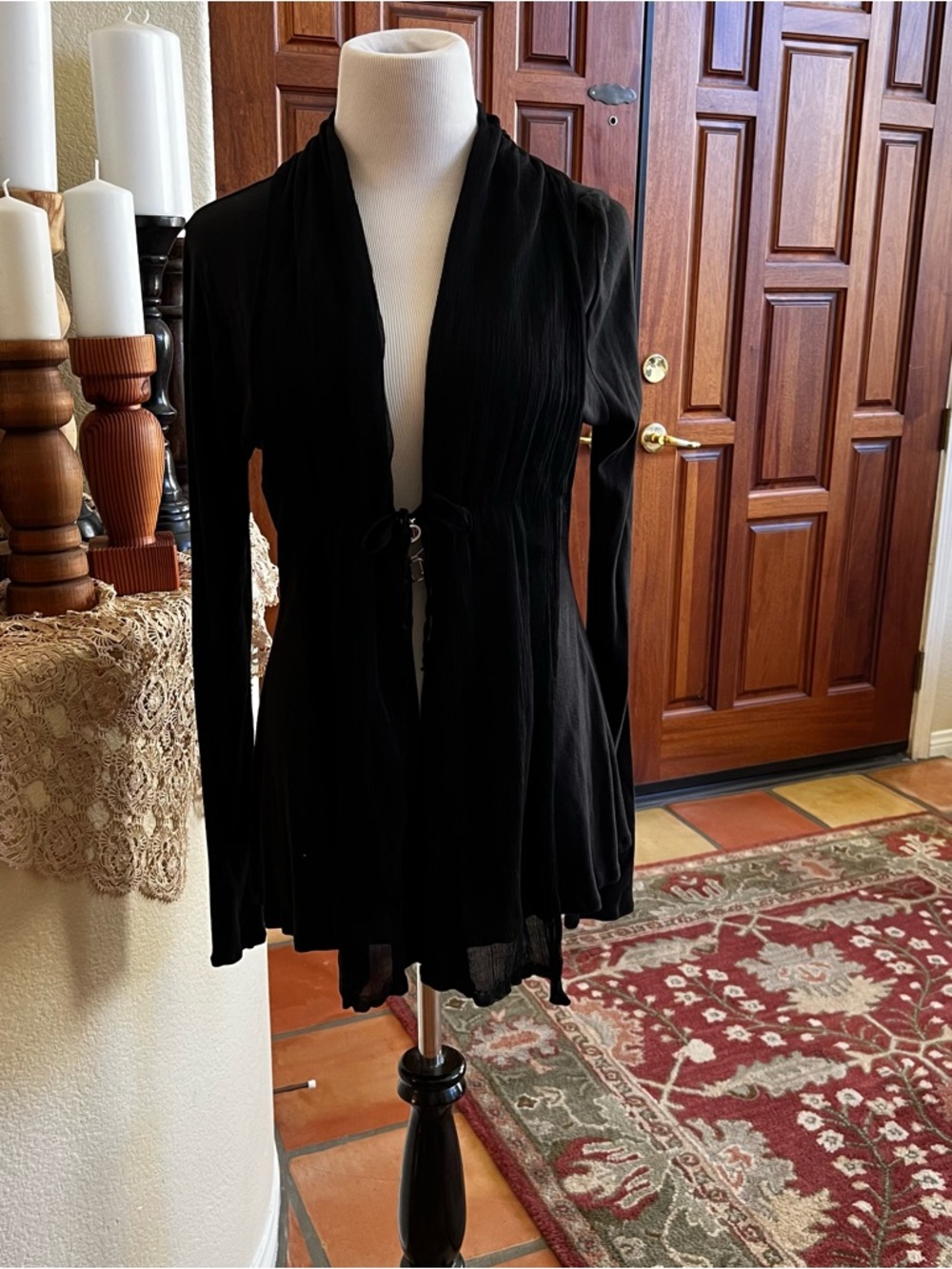 Black Women's Open-Front Cardigan Sweater